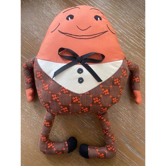 Vintage Handmade Cloth Humpty Dumpty Stuffed Animal Doll 17" Story Book - Picture 1 of 8